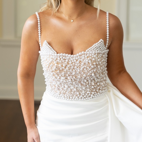 Bridal Style Dress with Pearl Details - Picture 2 of 4